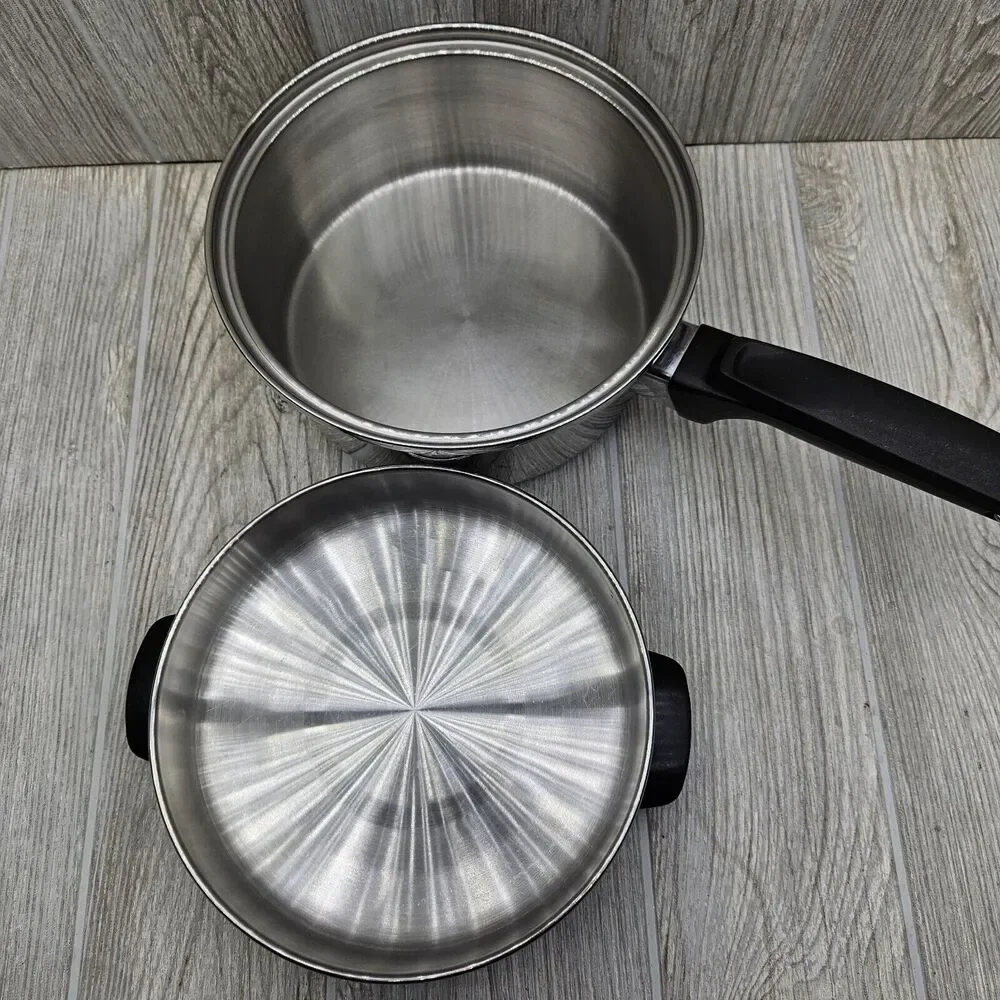 Vintage Royal Queen Multi-Core 5 Ply 2 Qt Sauce Pan Great Condition W Dome Lid